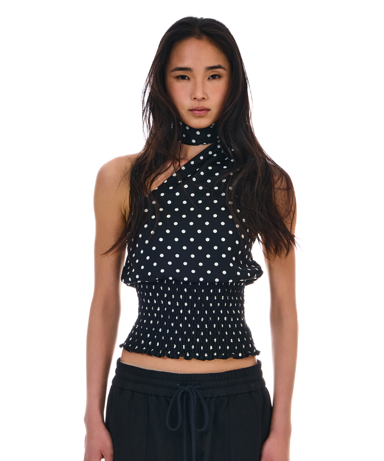 トップス BEEDEN DOTS SCARF NECK TOPS DOTS SCARF NECK TOPS – BEEDEN