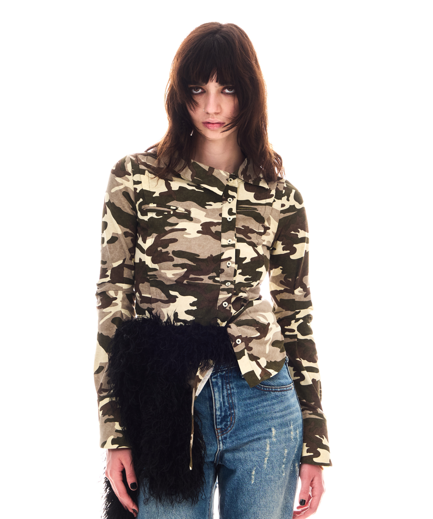 トップス beeden IRREGULAR NECK CUT SHIRT IRREGULAR NECK CUT SHIRT