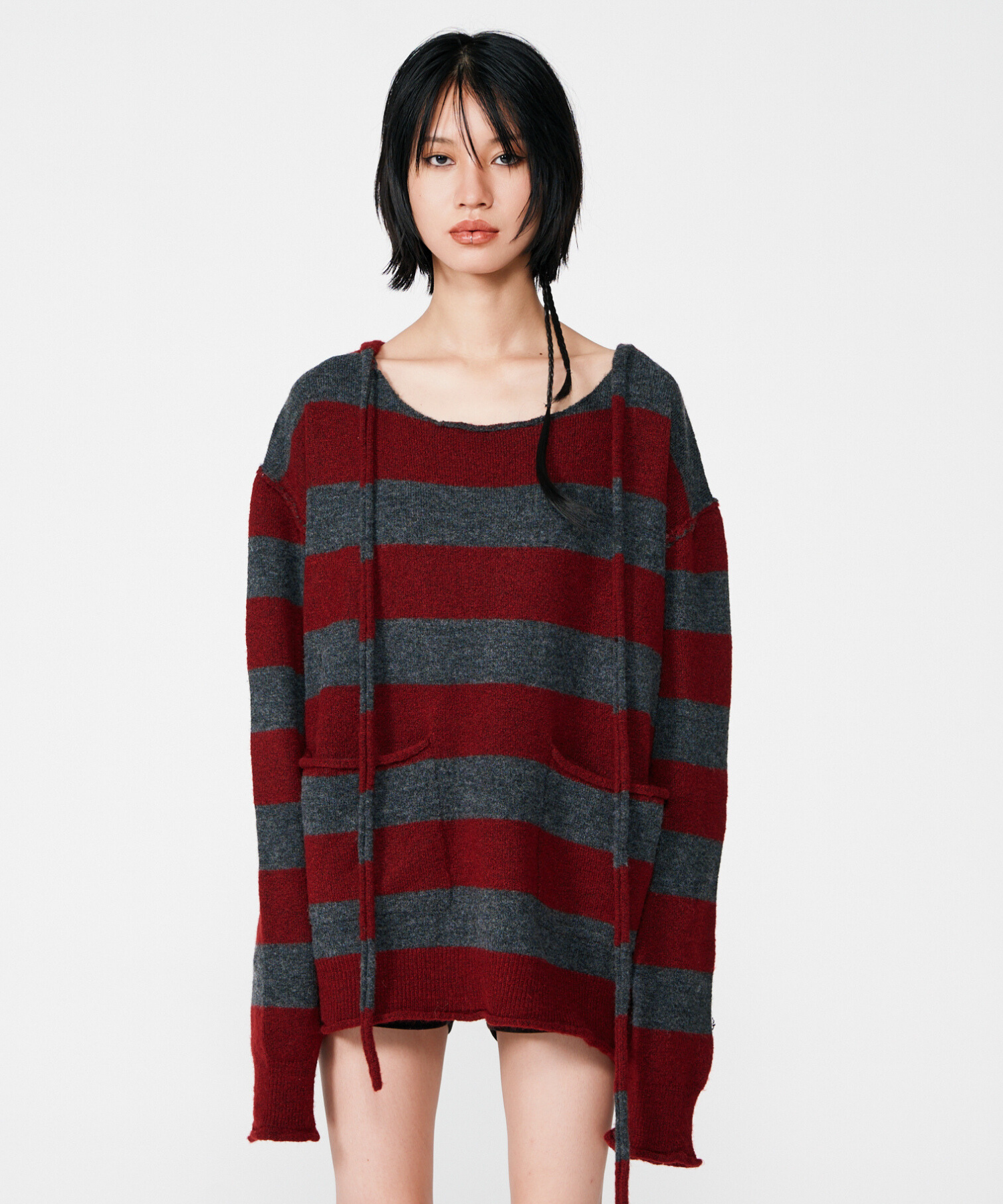 HANGS DOWN TIE BORDER KNIT – BEEDEN HANGS DOWN TIE BORDER KNIT – BEEDEN