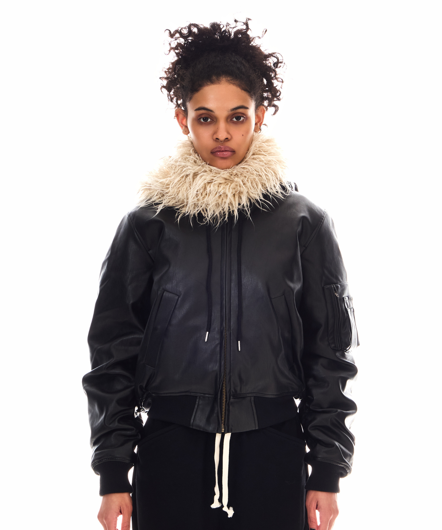 OVER HOODED FAUX LEATHER MA-1 – BEEDEN
