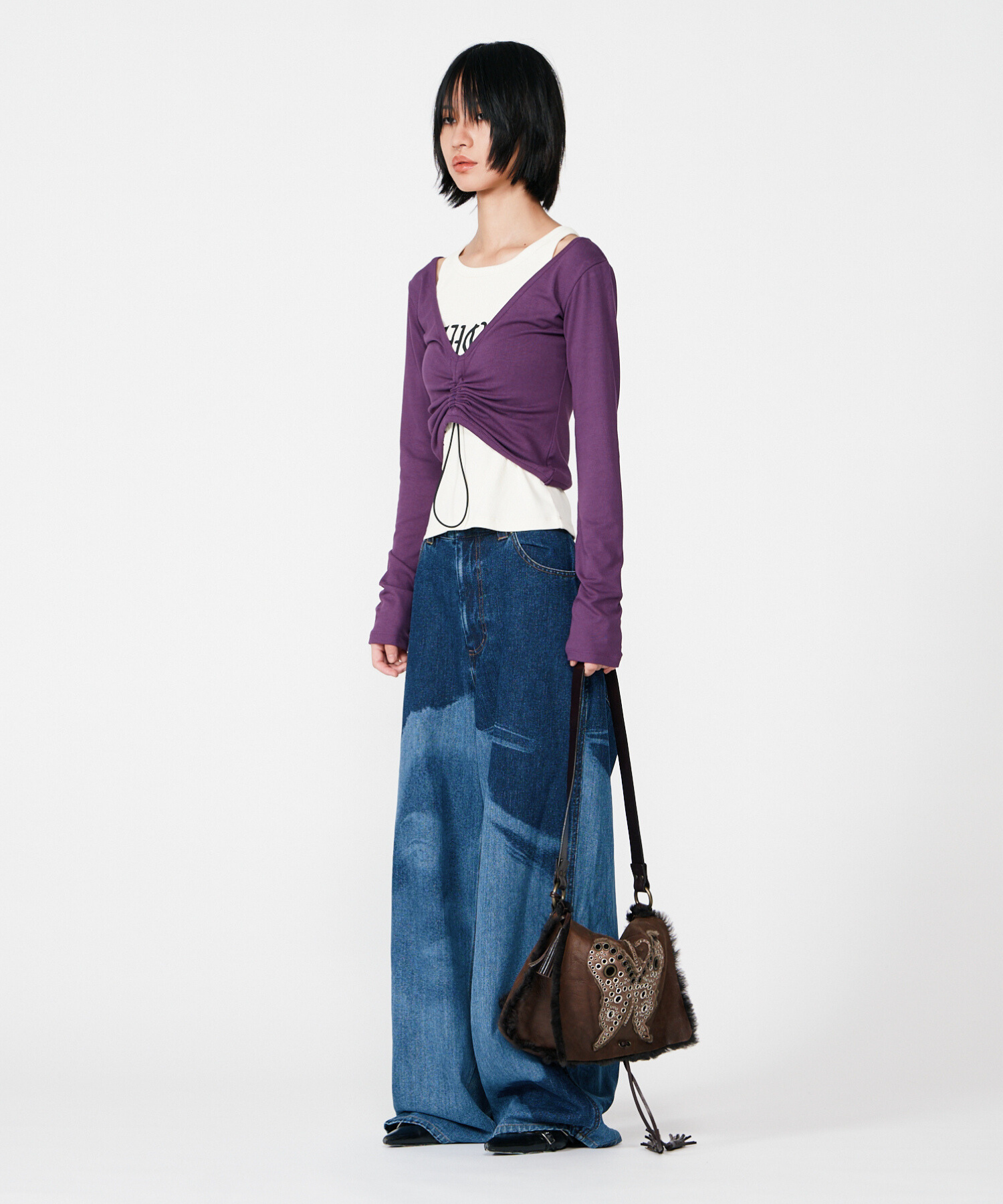 FACE PRINT WIDE STRAIGHT PANTS