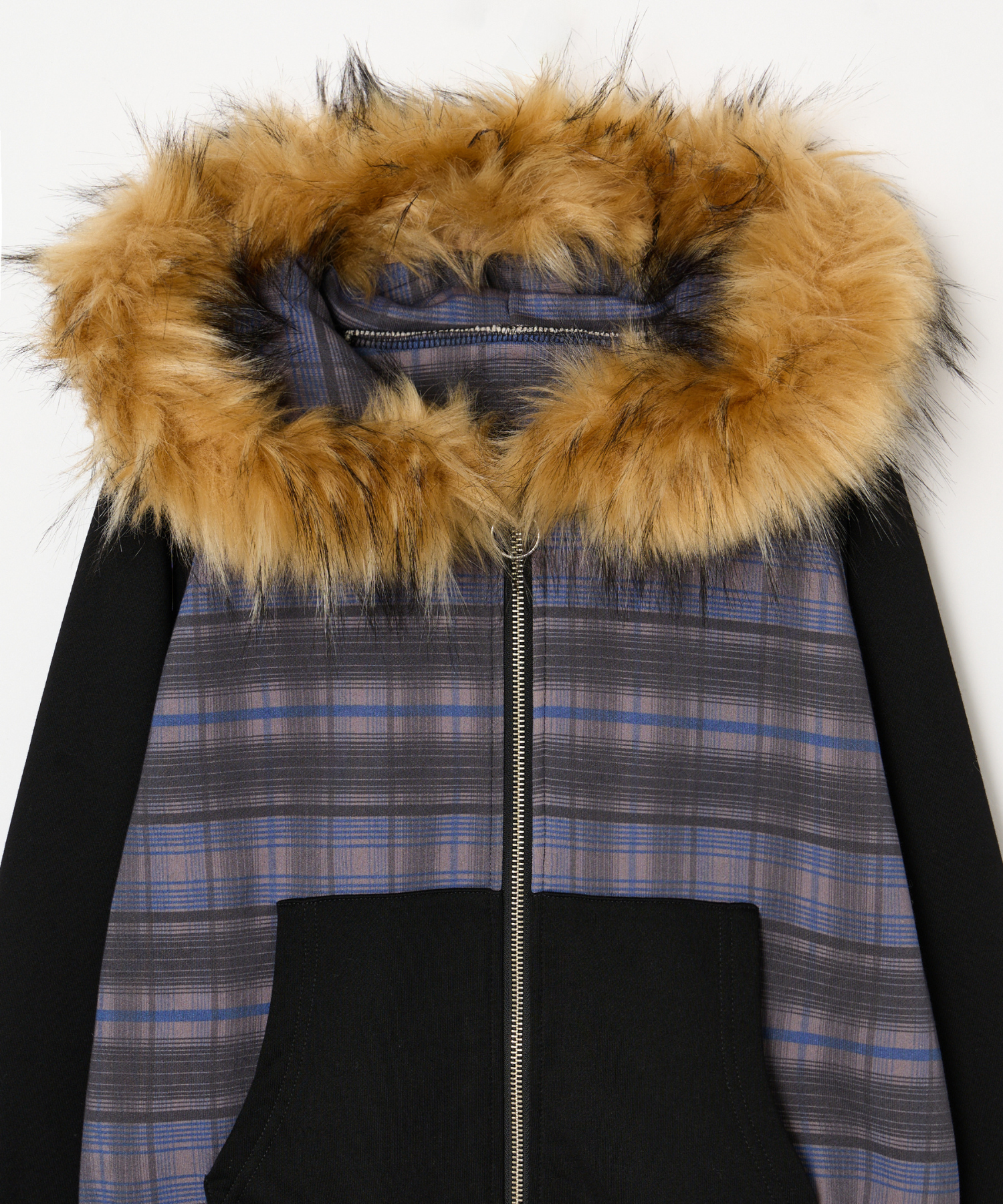 トップス BEEDEN CHECK PRINT ZIP UP FUR HOODIE トップス BEEDEN CHECK PRINT ZIP UP FUR HOODIE CHECK PRINT