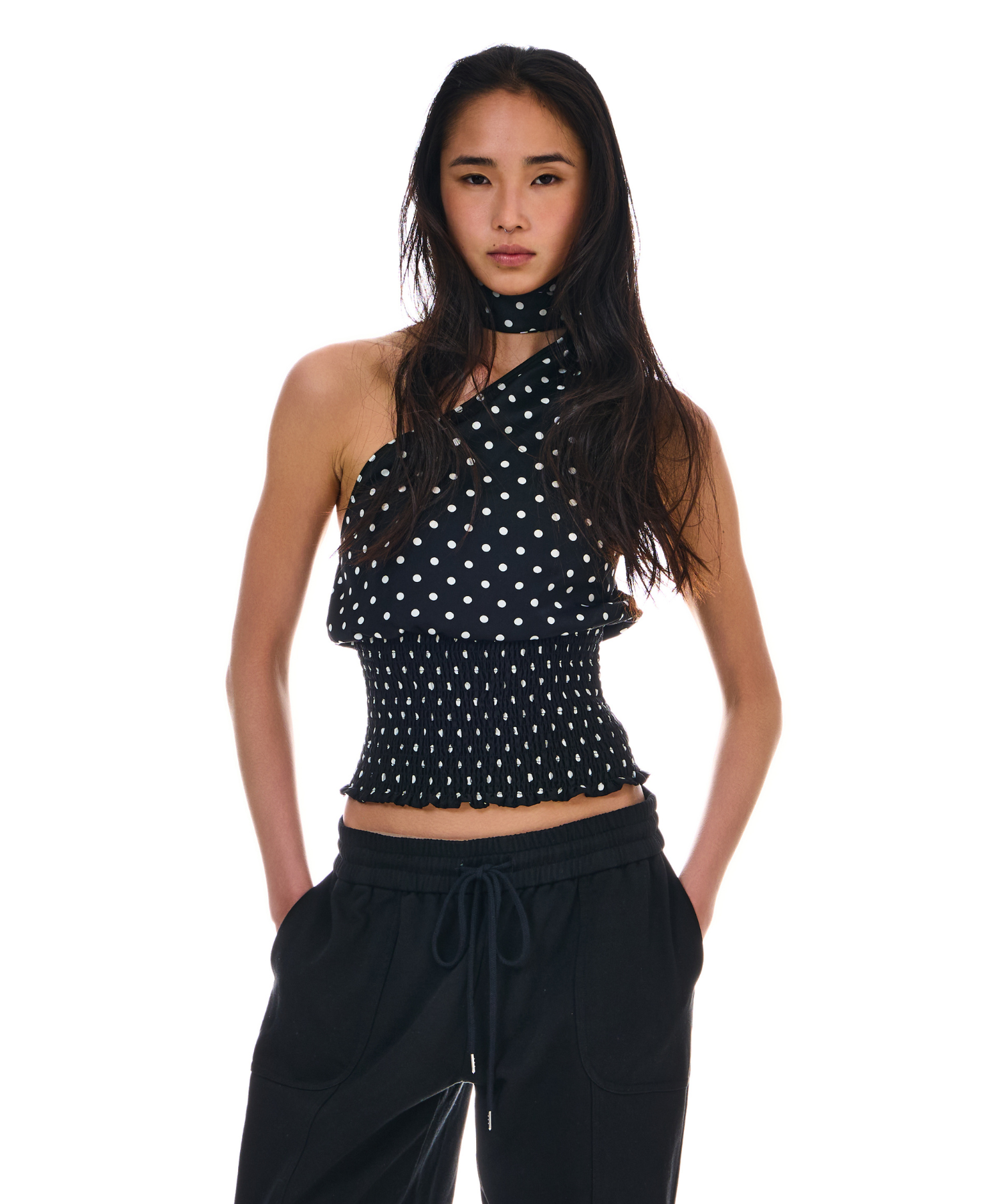 DOTS SCARF NECK TOPS – BEEDEN DOTS SCARF NECK TOPS – BEEDEN