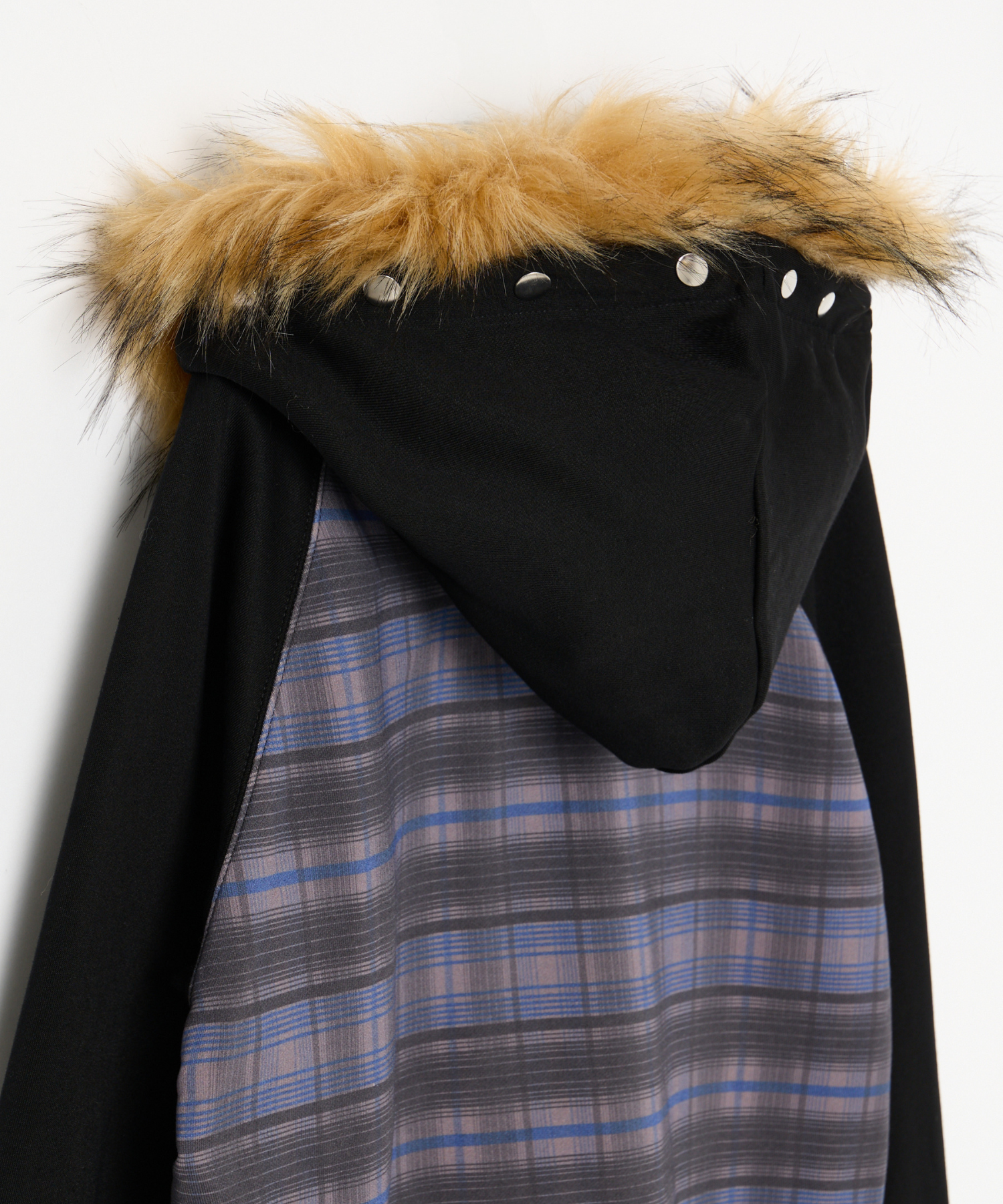 CHECK PRINT ZIP UP FUR HOODIE – BEEDEN CHECK PRINT ZIP UP FUR HOODIE – BEEDEN