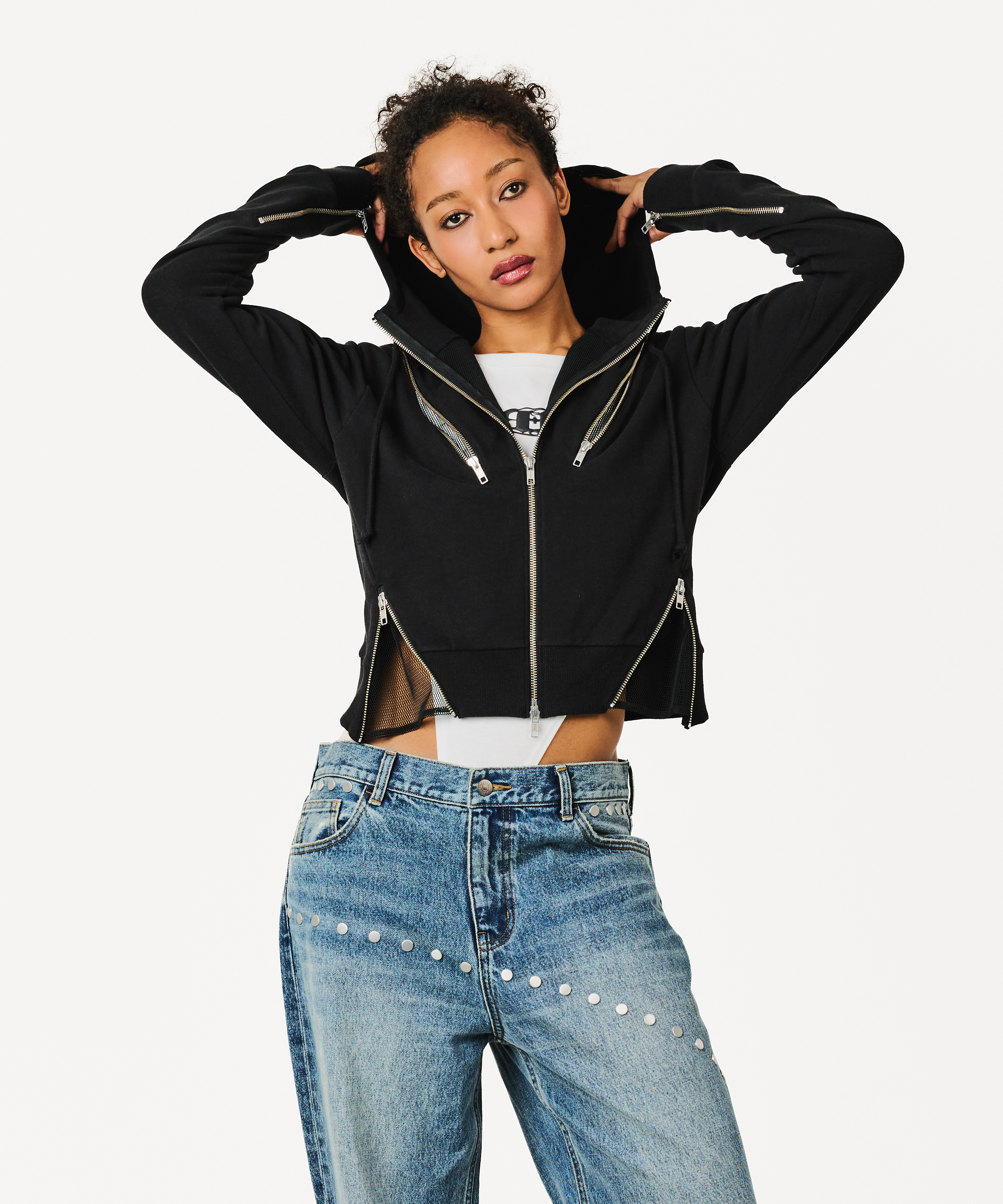 トップス beeden VEST STUDS HOODIE TOPS – BEEDEN