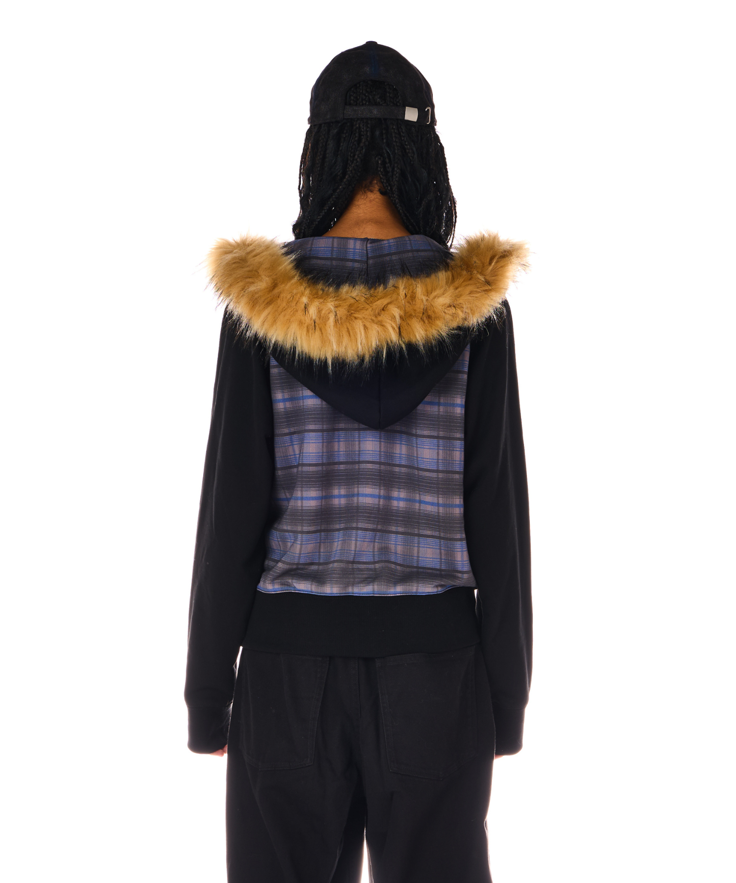 CHECK PRINT ZIP UP FUR HOODIE – BEEDEN CHECK PRINT ZIP UP FUR HOODIE – BEEDEN