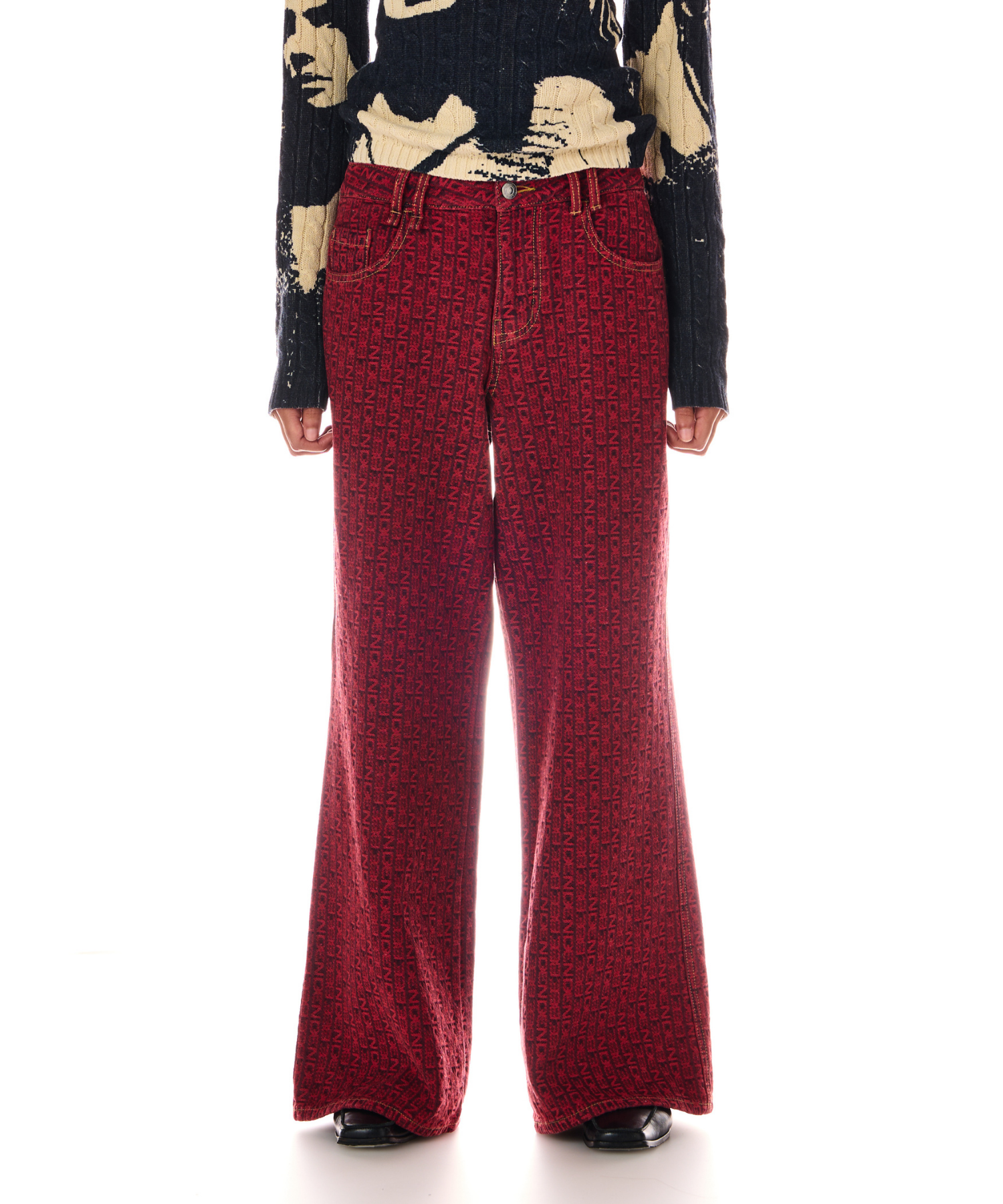 BEEDENロゴパターン 赤 ストレートデニム RED CARD TOKYO レッドカード BEEDENロゴパターン 赤 ストレートデニム RED CARD TOKYO レッドカード